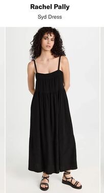 Rachel Pally Black Syd Linen Blend Sleeveless Tiered A-Line Maxi Dress Size XL